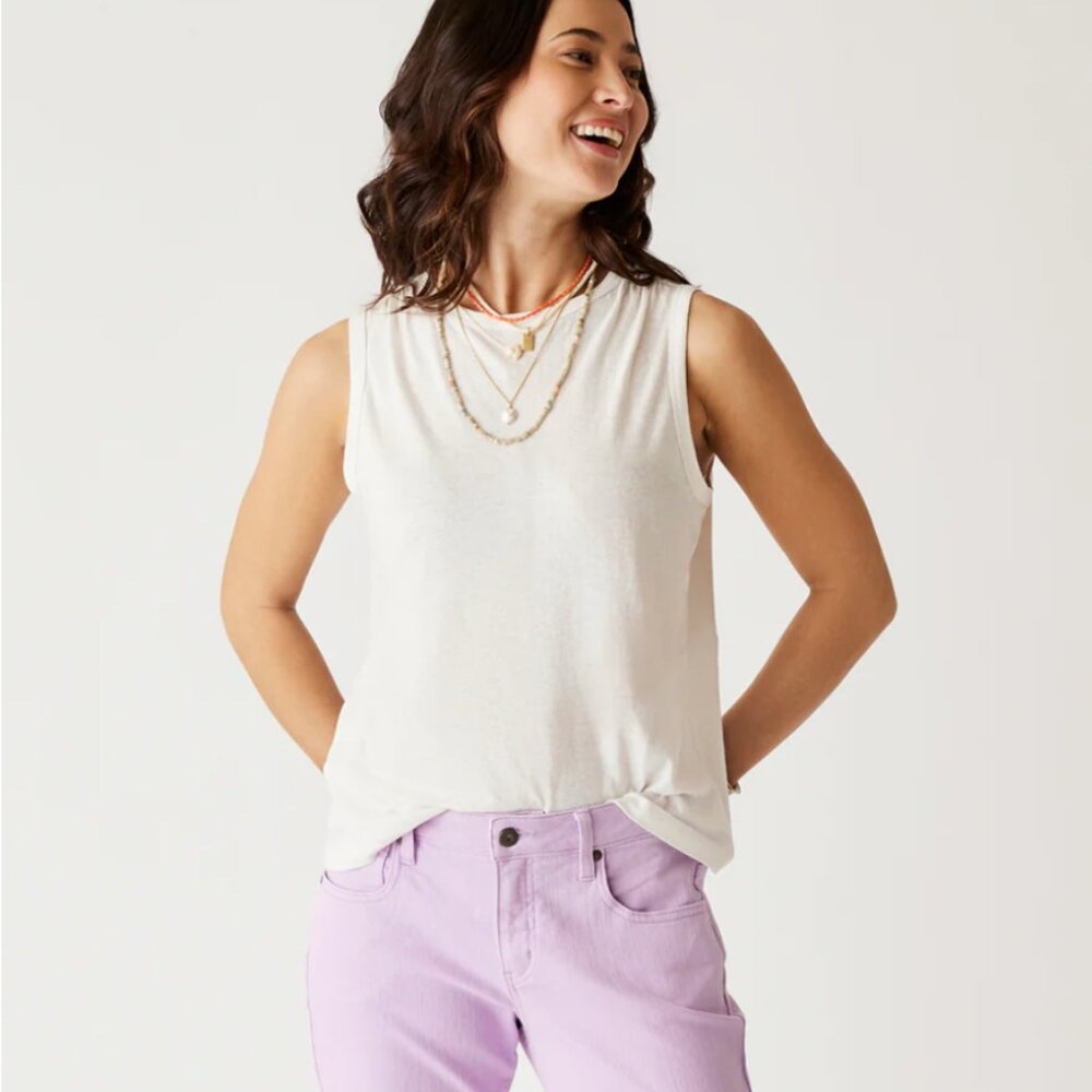 NWT Carve Designs Larisa Hemp Tank Women's Size M Cloud White Soft Breathable